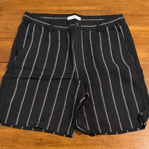 Mango Black Shorts with White Pinstripes